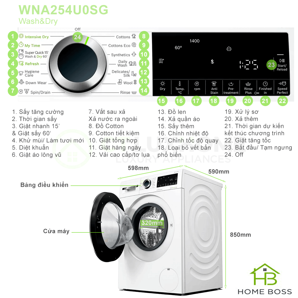 MÁY GIẶT SẤY BOSCH WNA254U0SG