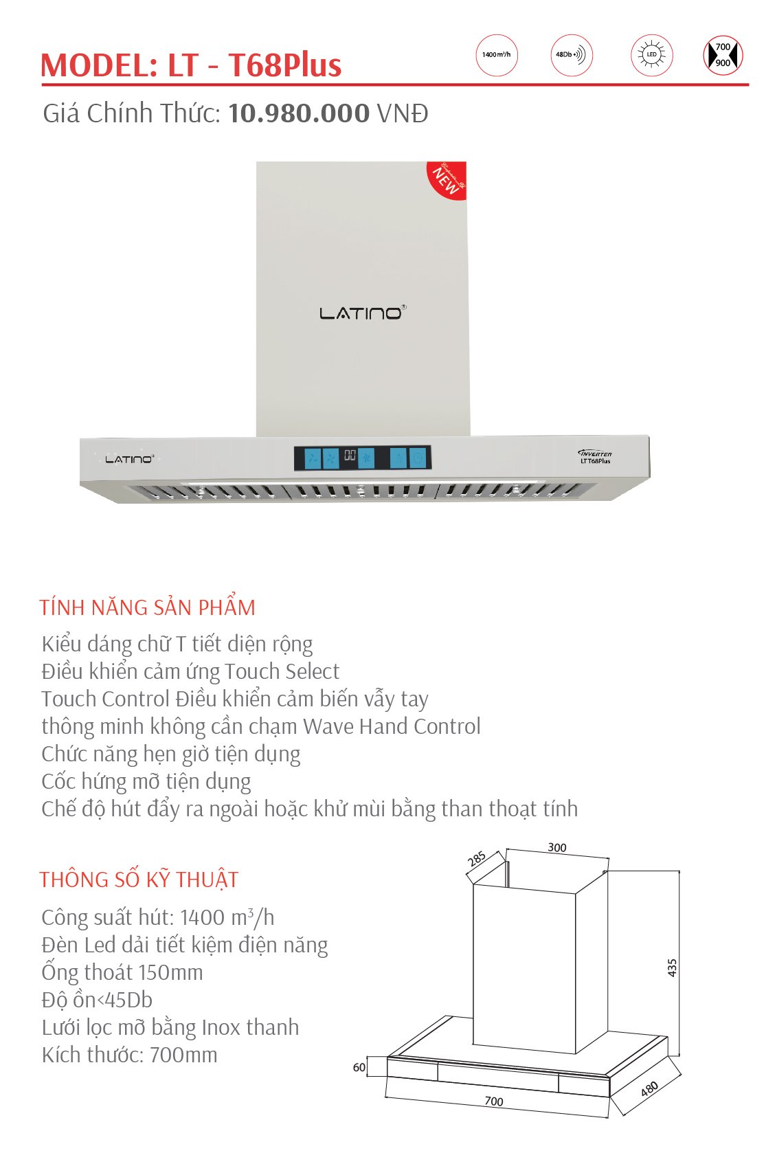 máy hút mùi latino lt-t68plus