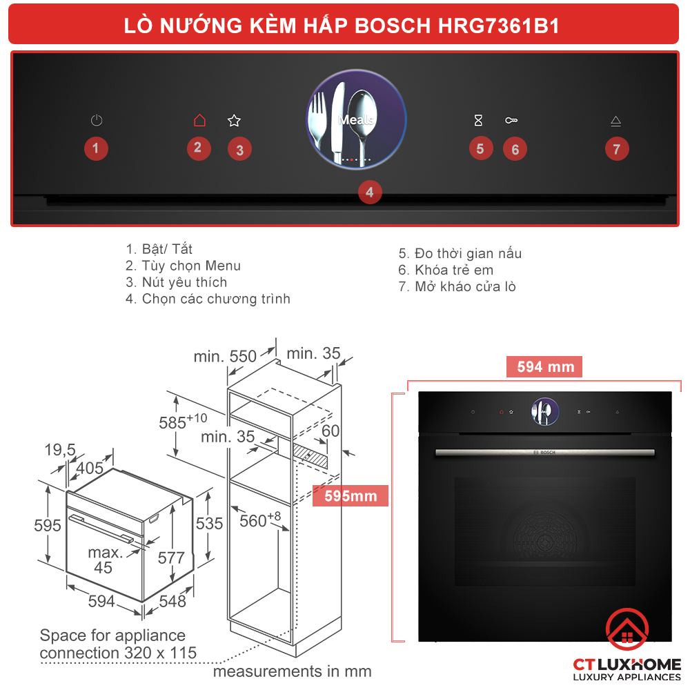 LÒ NƯỚNG KÈM HẤP BOSCH HRG7361B1