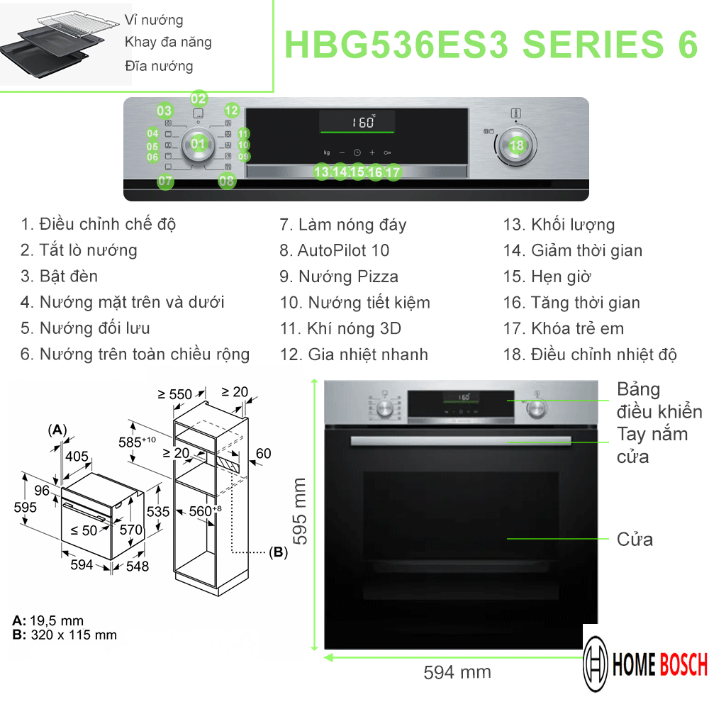 LÒ NƯỚNG BOSCH HBG536ES3