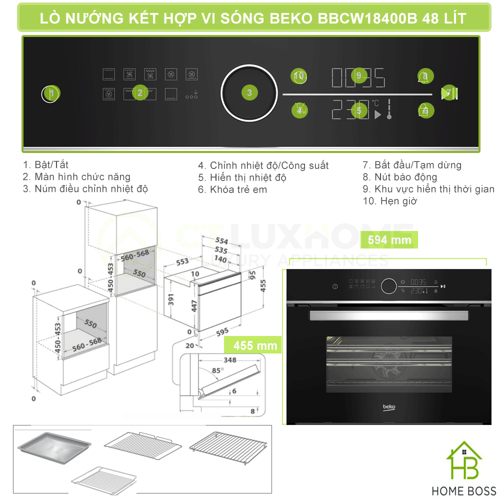 LÒ NƯỚNG KÈM VI SÓNG BEKO BBCW18400B