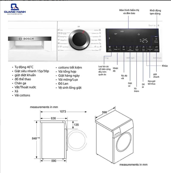 Máy Giặt Bosch 9kg WGG24400SG Serie 6