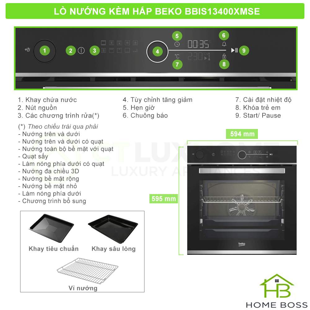 LÒ NƯỚNG BEKO BBIS13400XMSE